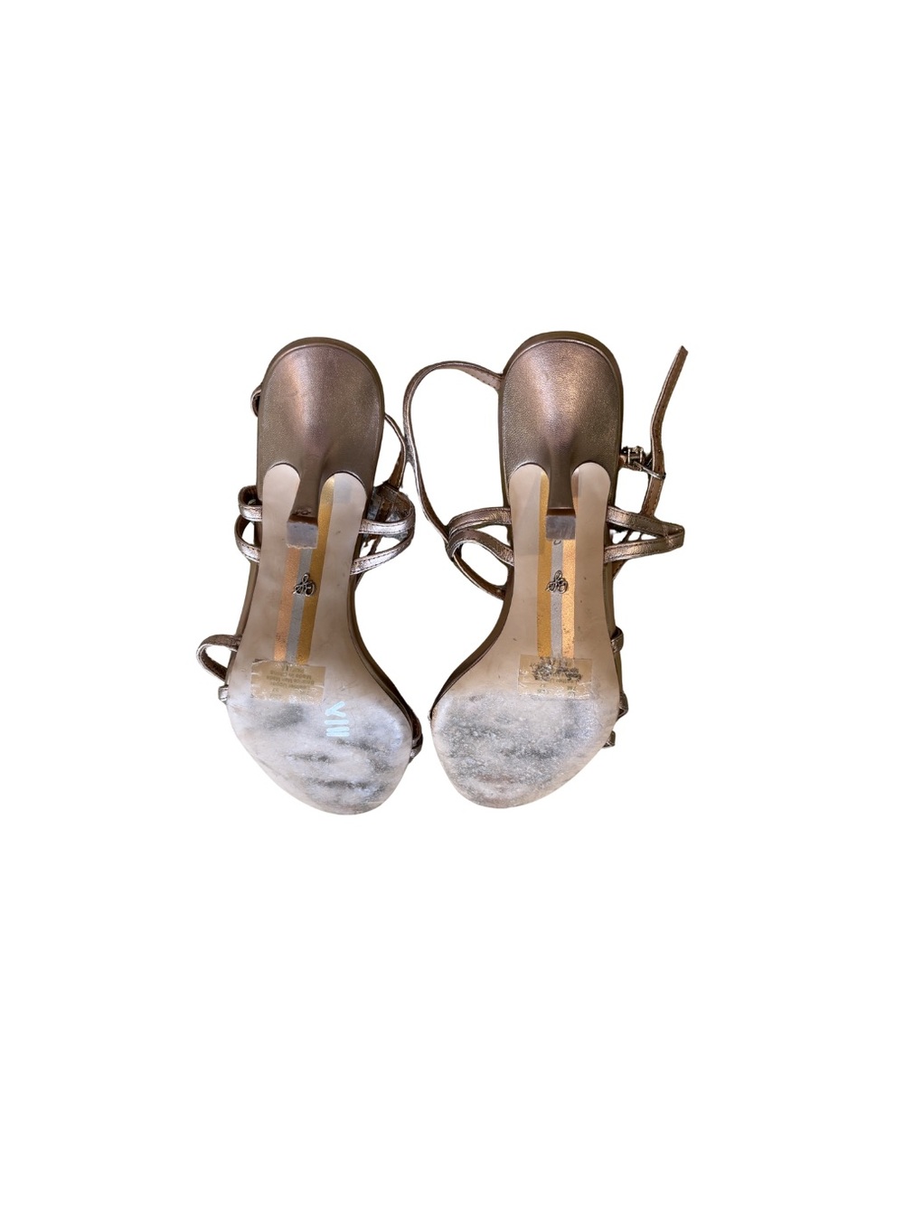Sam Edelman Champagne Leather Paislee Strappy Sandal Heels Size 7 - Picture 6 of 8